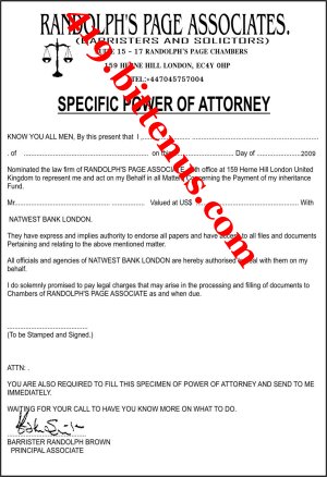 Specific power of attorney